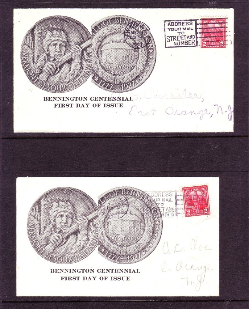 FDC LOT: #643-3 VERMONT: (2) FDC'S WITH A.C. ROESSLER CACHETS. MCV $120
