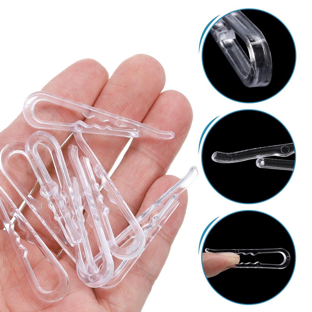 100pcs Durable Plastic Alligator Clip, 1.97" Clear U Shape with Teeth