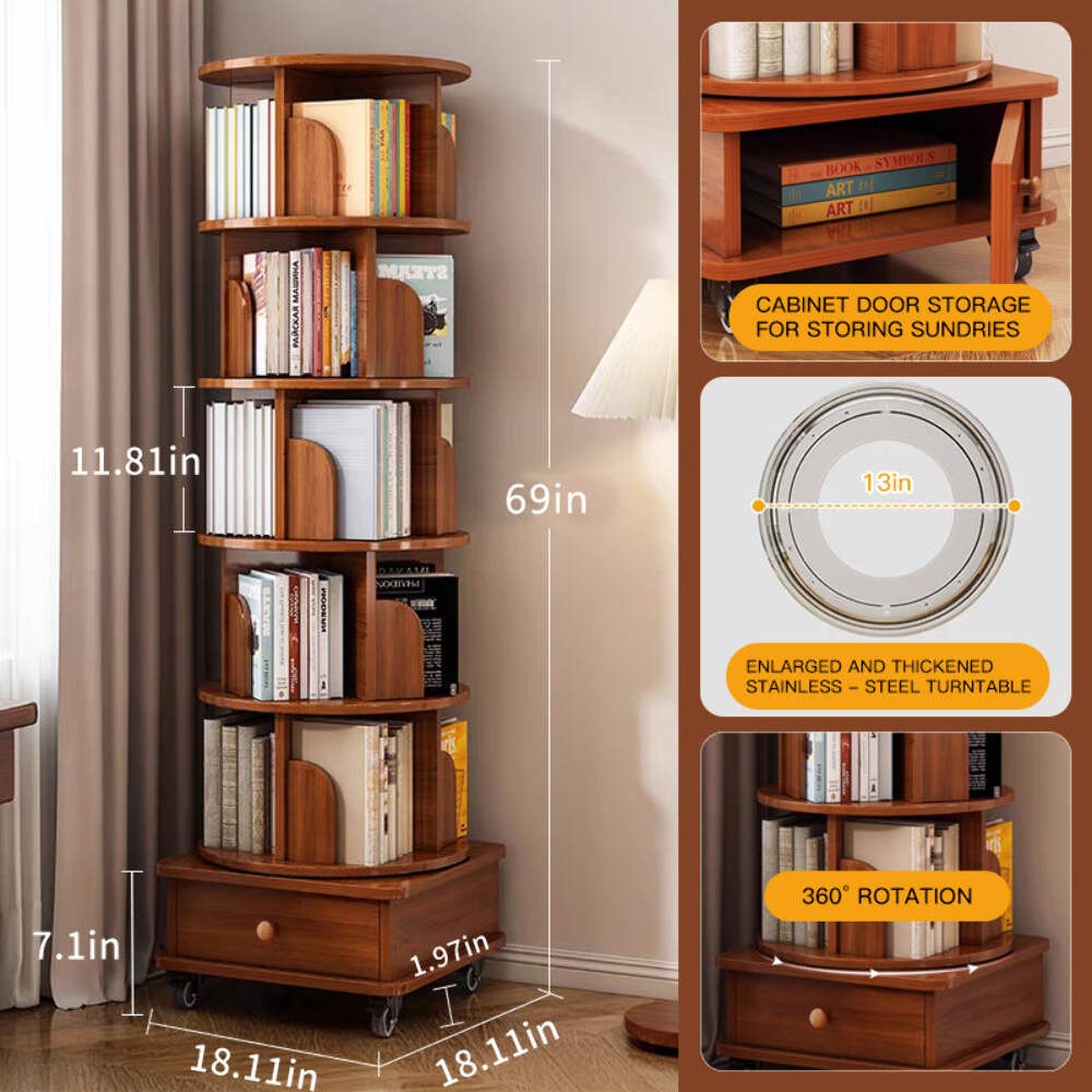 Turku 6 Tier Rotating Bookshelf Display Stand
