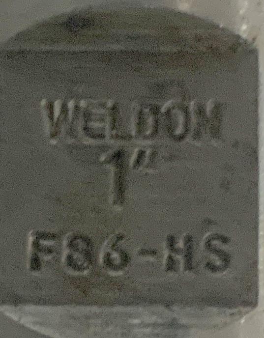 Weldon F86-HS Single Ended End Mill SKX 32-7A 1" Diameter