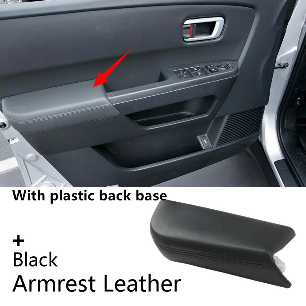 For 2009-15 Honda Pilot Left+Right Front Door Panel Armrest Leather Cover Black