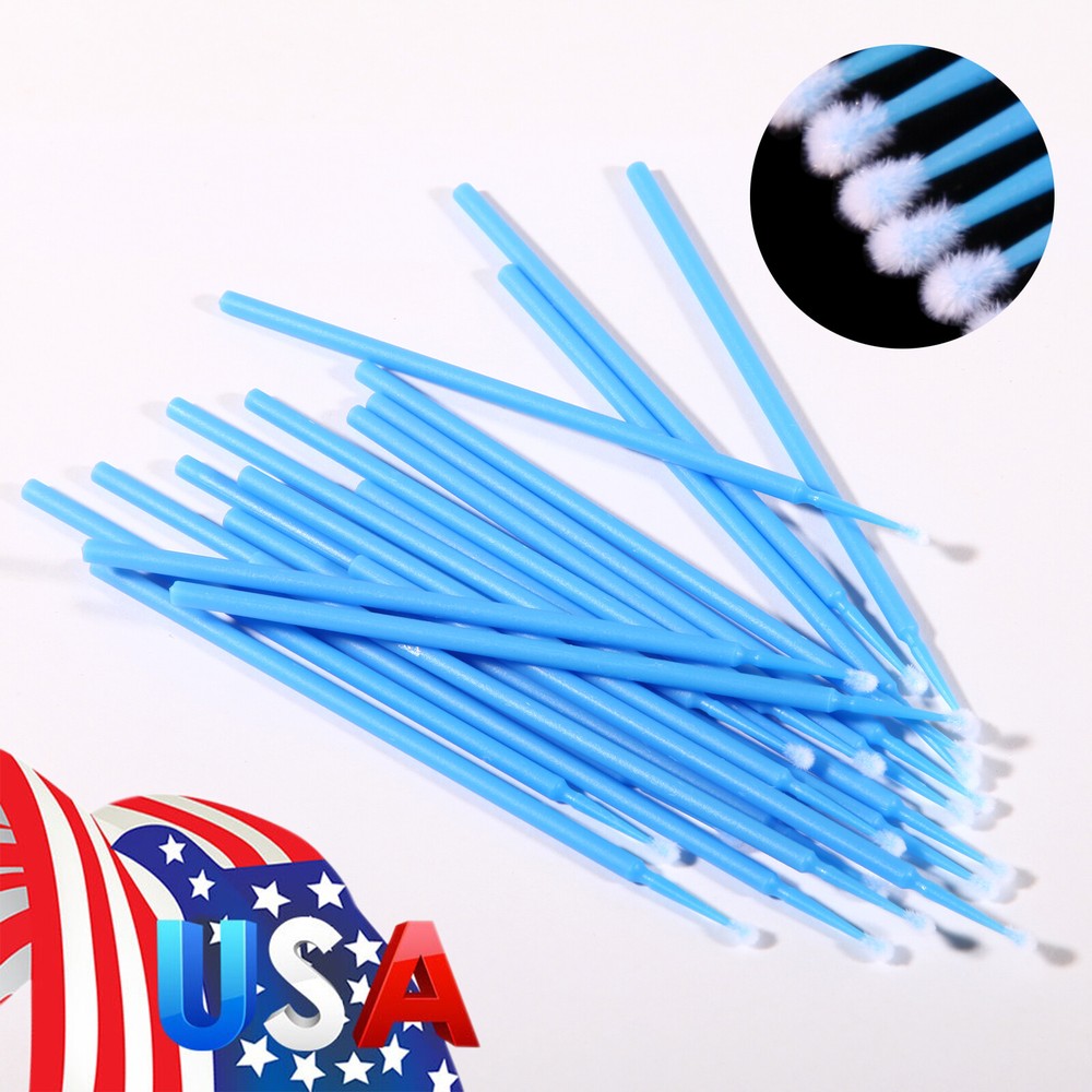100Pc Dental Microbrush Disposable Applicators Tips Micro Brush Clean Blue 2.5mm