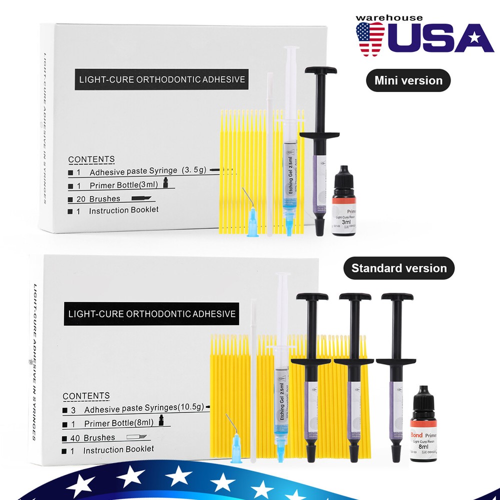 Dental Orthodontic Brackets Light Cure Bonding Adhesive Etch Gel Bonding System