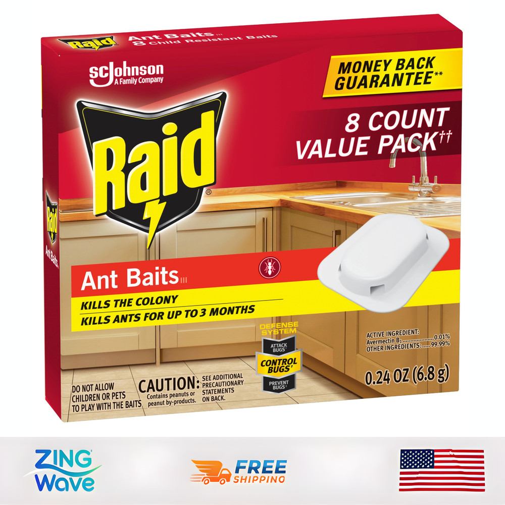 Raid Indoor Ant Bait Gel Trap 8 Count Pack Long Lasting Easy Placement Use