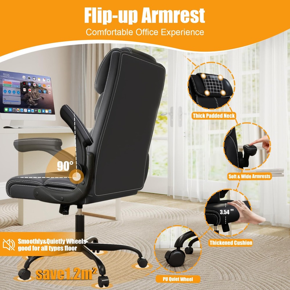 Executive Office Chair with Flip-up Armrests,Ergonomic Computer Desk Chairs,M...