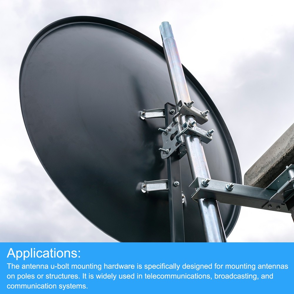 Pole Mount Bracket Adjustable Pole Holder with U-bolt Clamp Antenna Pole Mount