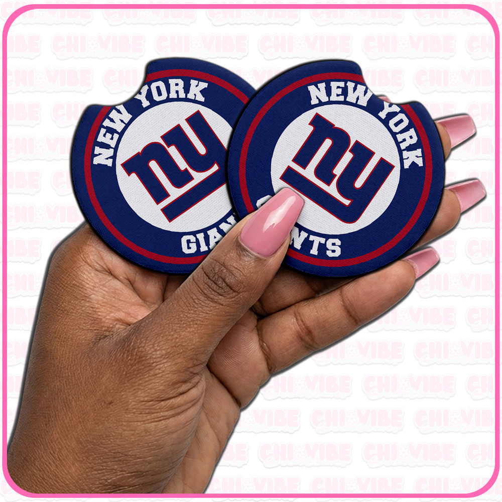 New York Giants Car Coasters 2pc Set Custom Handmade Cup Holder Inserts
