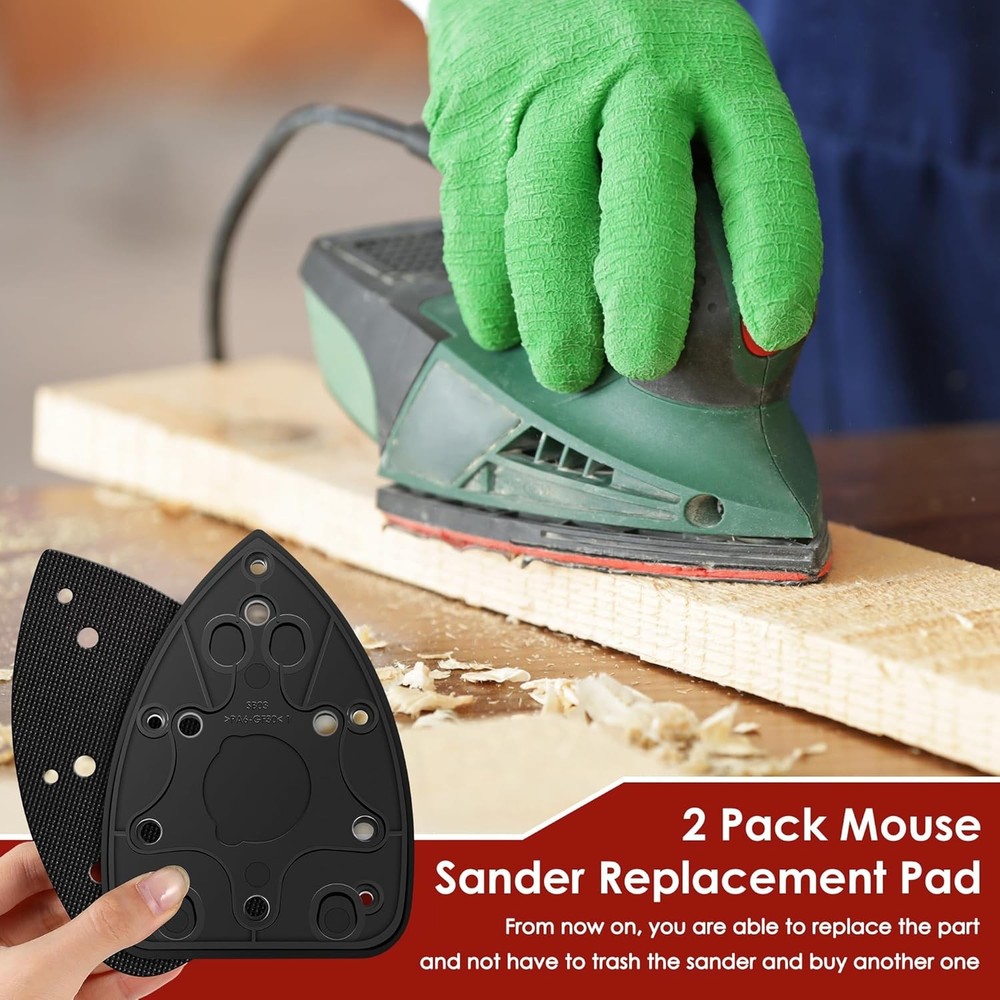 2 Pack Mouse Sander Replacement 5.5" x 3.75" (pre-overlap dimensions), Black