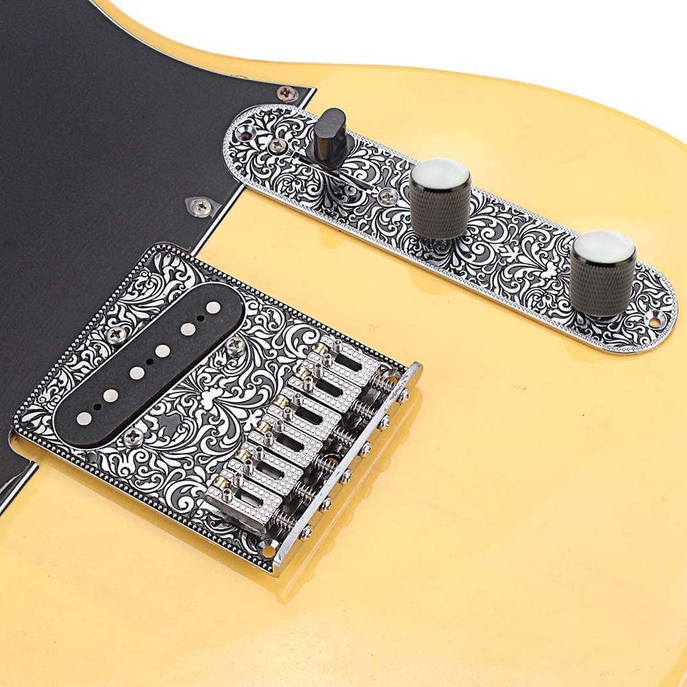 Jiayouy Carved Roller Telecaster Bridge 6 String Saddle Plate Gold