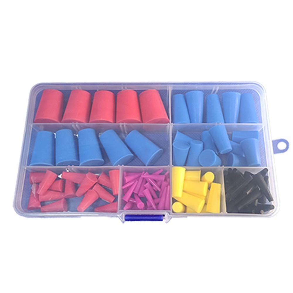 100 Pcs High Temp Silicone Rubber Tapered Kit,Silicone Assortment Kit