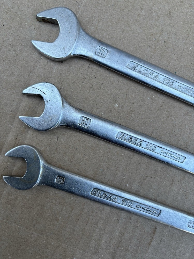 Set 3 X Elora Open End Spanners, MM Sizes,West Germany