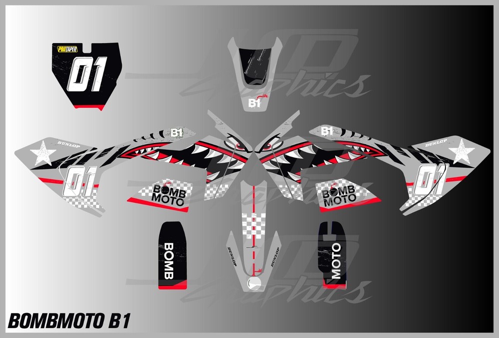 BOMBMOTO B1 graphics kit decals THICK AND HIGH GLOSS ......