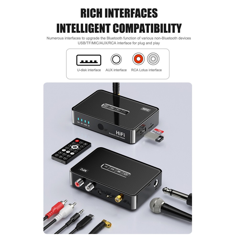 Bluetooth 5.1 Transmitter Receiver Long Range For TV Home Stereo Audio Adapter☑@