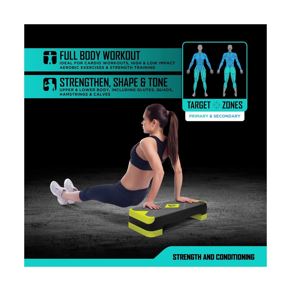 RBX Aerobic Step Platform with Non-Slip Textured Surface -2-Level Adjustable ...