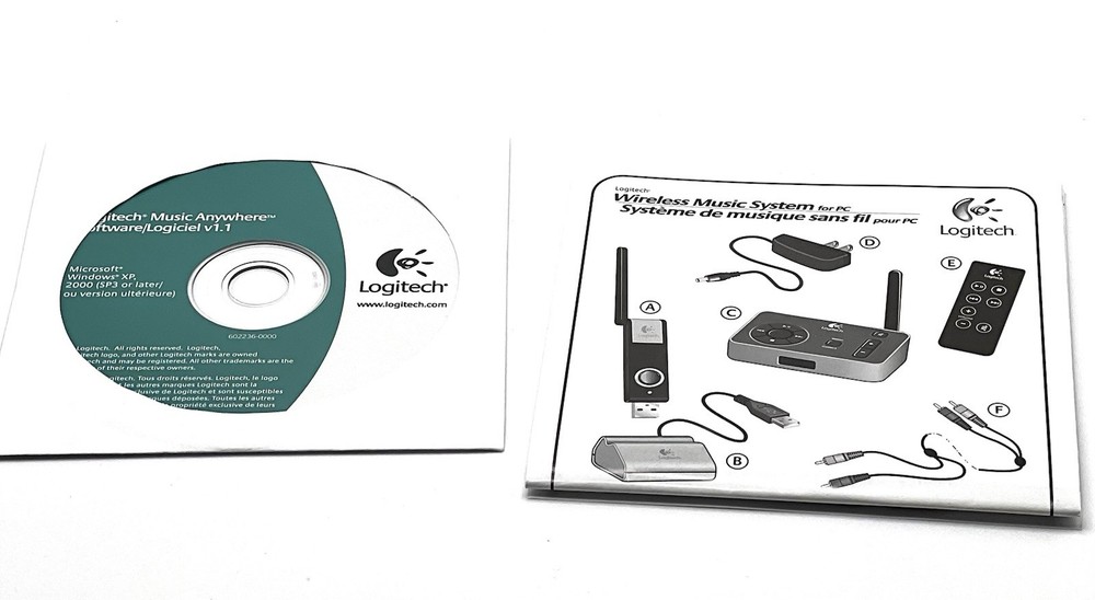 Logitech Wireless Music System PC USB Audio Transmitter Receiver Remote Complete