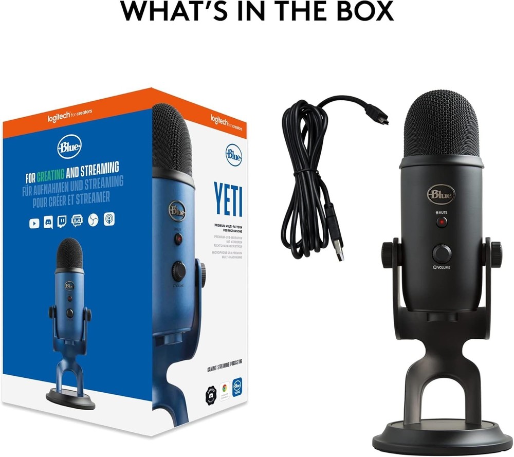Logitech Creators Blue Yeti USB Microphone for Gaming, Streaming, Podcast Black