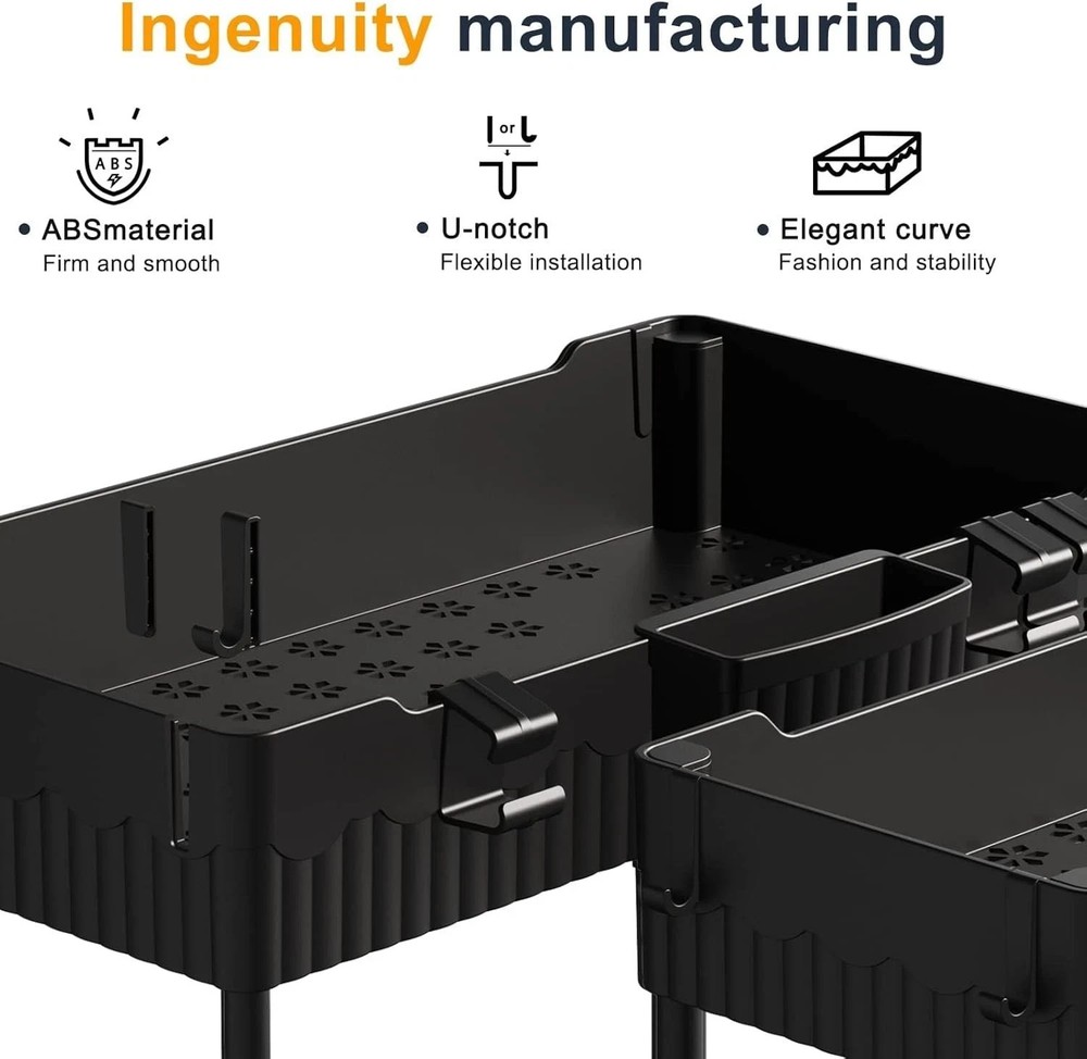 2 Pack Under Sink Organizer 2 Tier Sliding Drawer Storage Rack Kitchen Bath