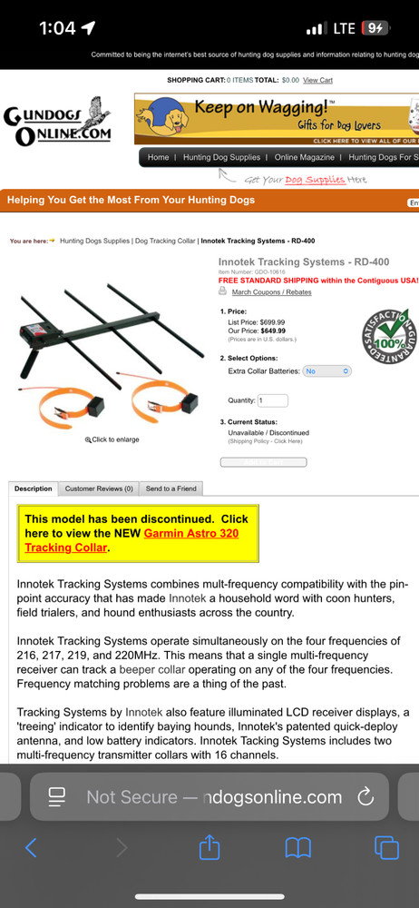 innotek RD-400 dog tracking system bundle never leave
