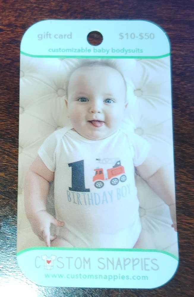 Custom Snappies Gift Card $50 Customizable Baby Bodysuits