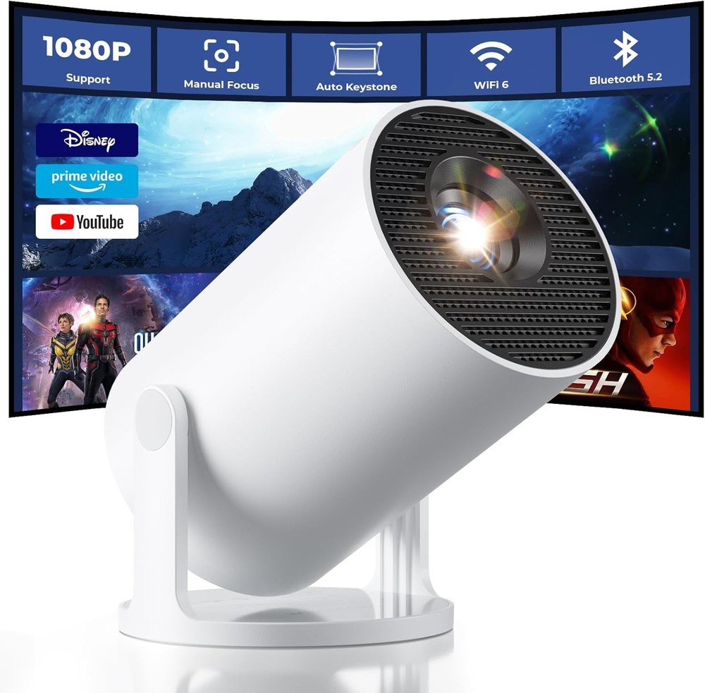 Mini Projector with WiFi and Bluetooth, Built-in Apps, Smart Portable Projector