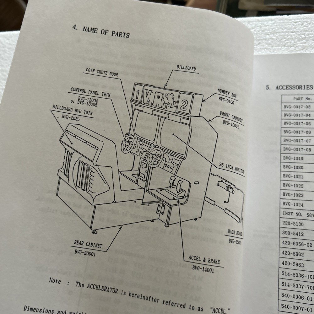 Copy Sega Virtual Racing Arcade Video Game Manual
