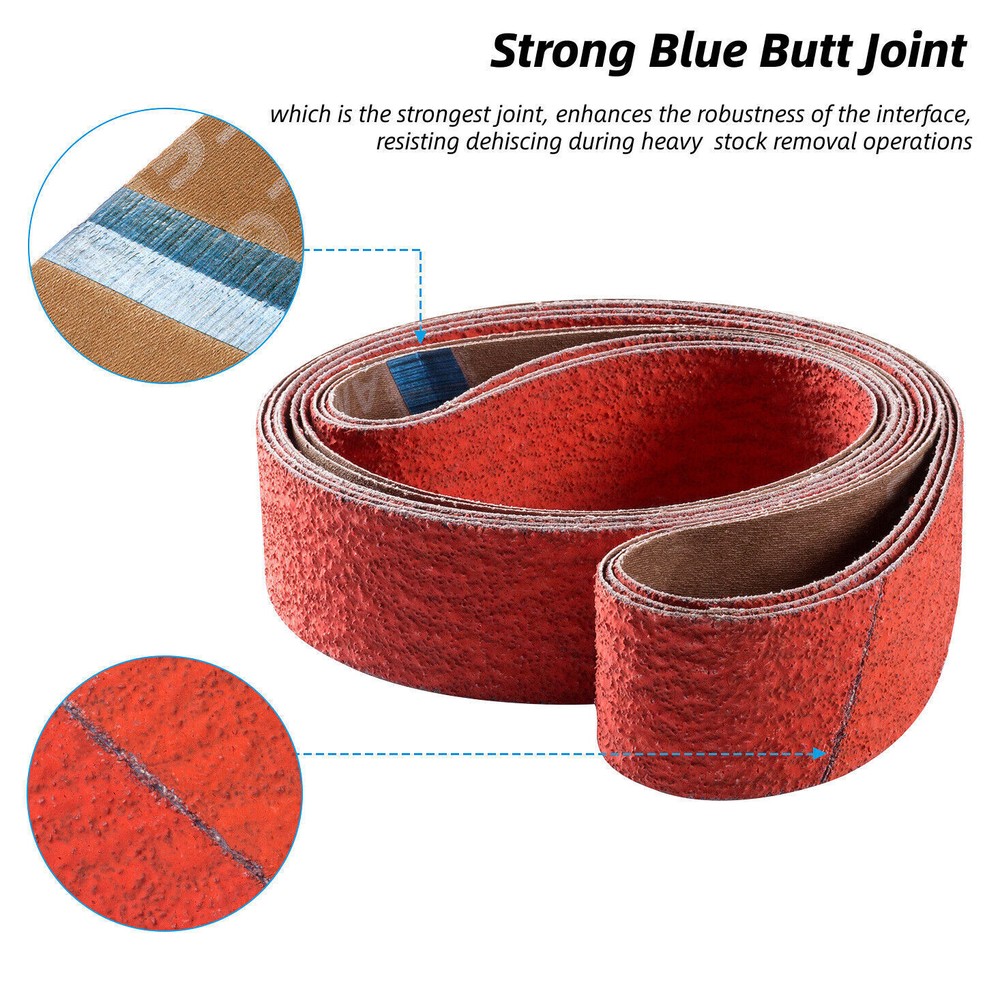 2 X 72 Inch 120 Grit EdgeCore Ceramic Grinding Sanding Belts 6 Pack