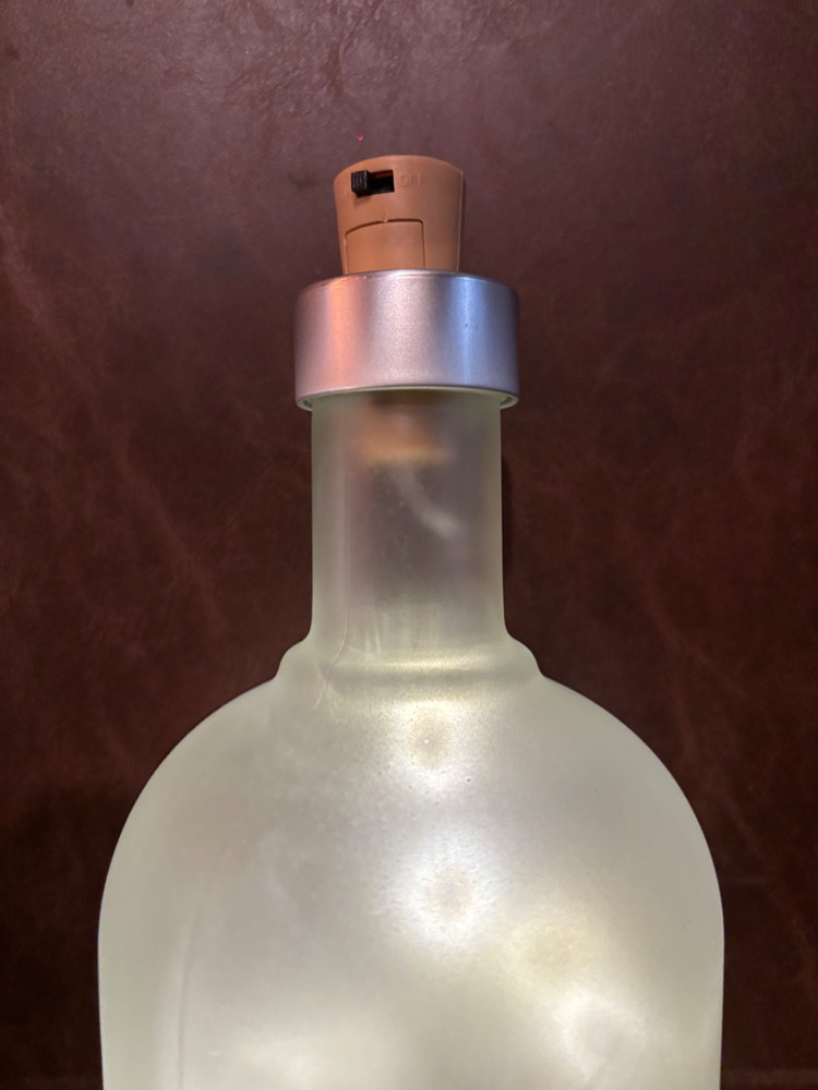 Frosted Absolut Citron Vodka Empty Bottle with Lights. Display