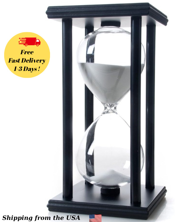 60 Minutes Hourglass, Wood Sand Timer White