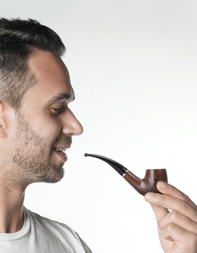 Joyoldelf Tobacco Pipe Set, Short Handle Curved Smoking Pipe with Foldable Pipe