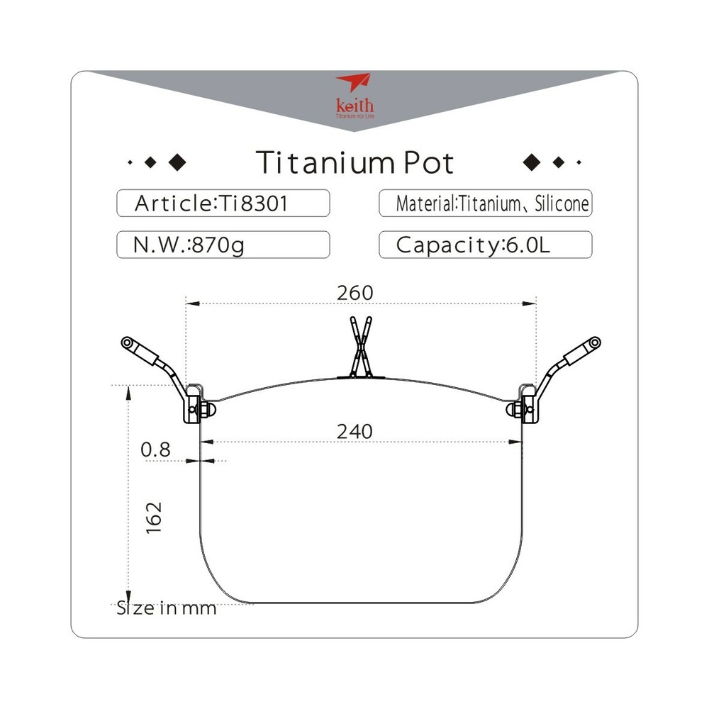 Keith Titanium Ti8301 Pot - 6.0 L