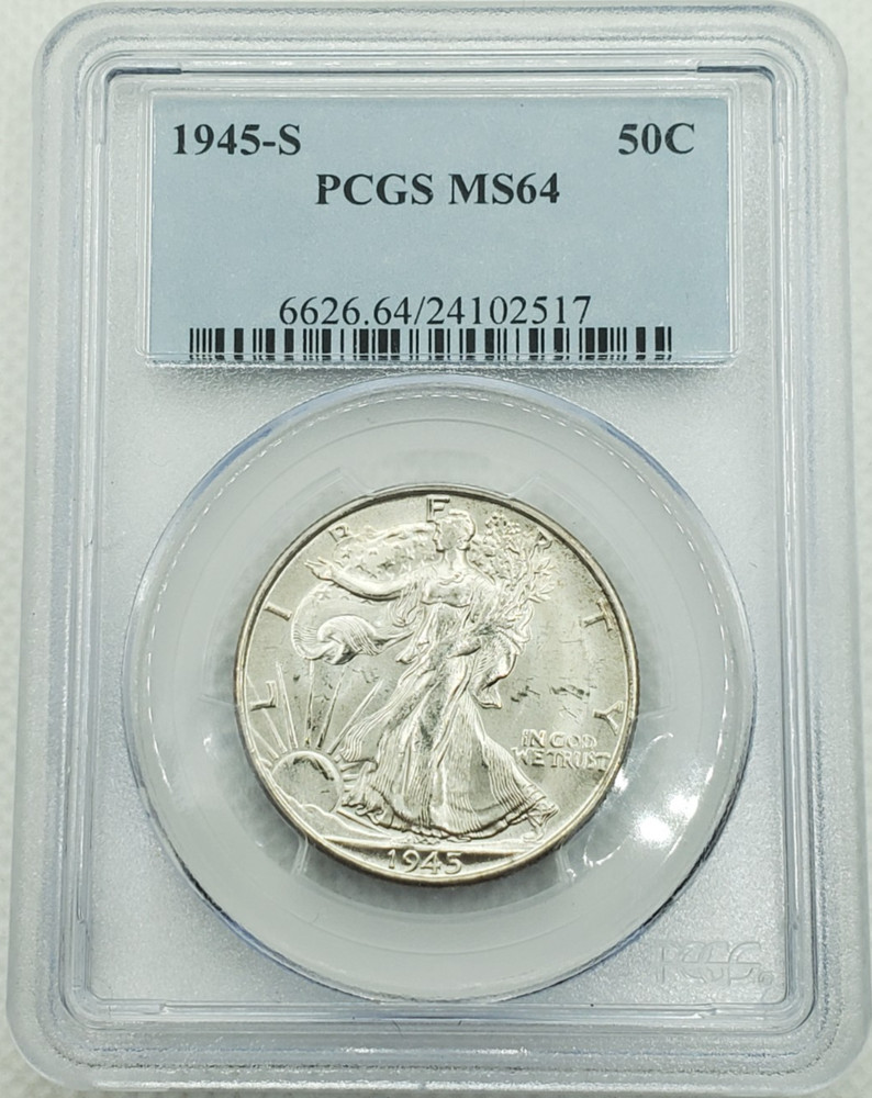 1945-S Walking Liberty Half Dollar PCGS MS64 Toned Reverse