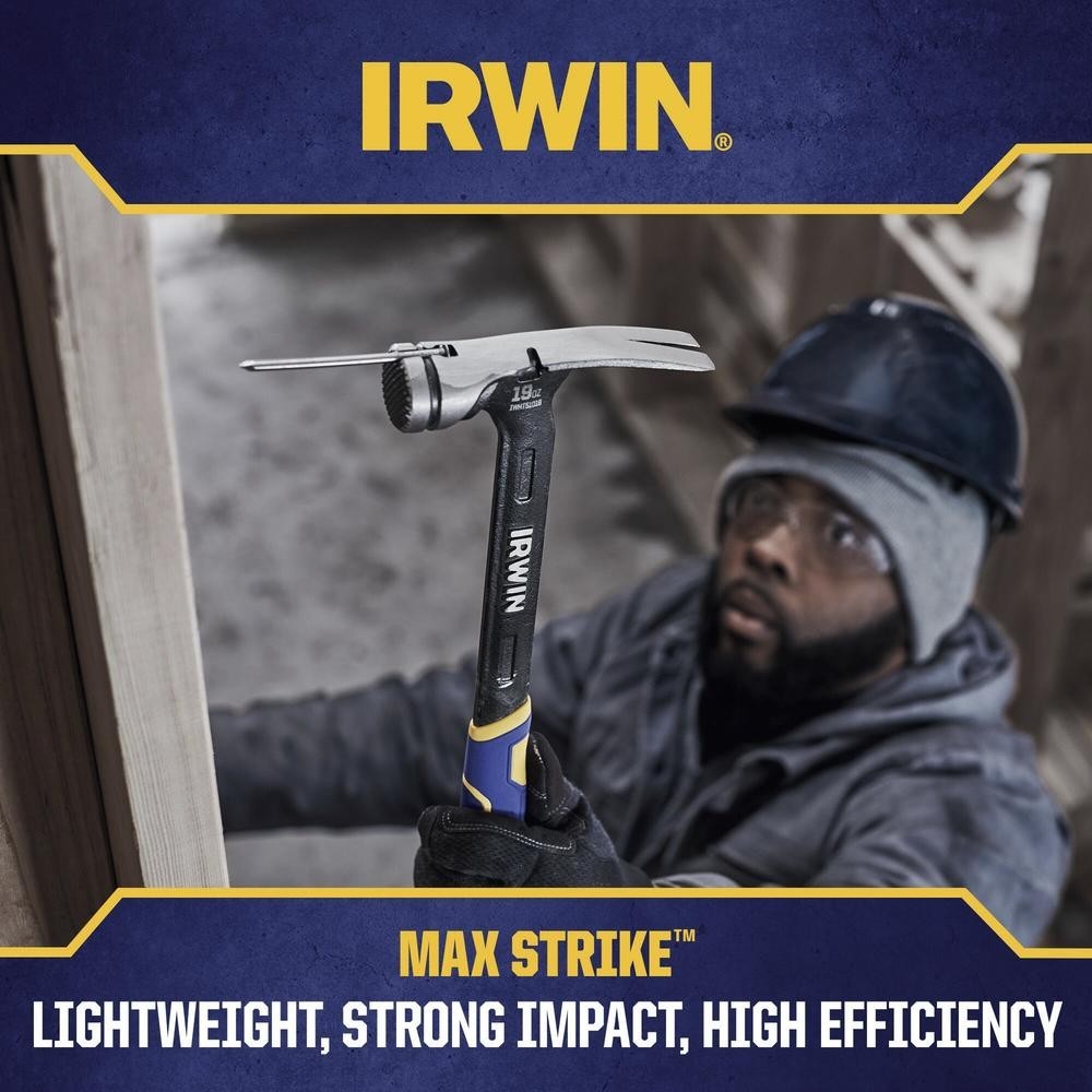 19 Oz Solid Steel Mason Framing Hammer Magnetic Nail Start Light Rubber Handle
