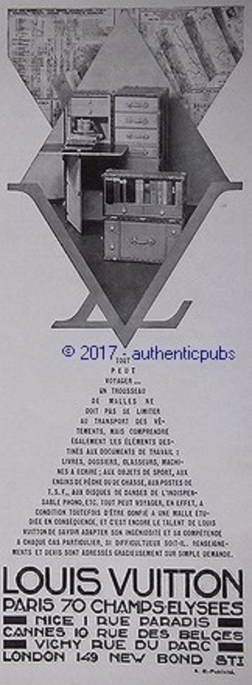 ADVERTISEMENT LOUIS VUITTON TRUNK DOCUMENT TYPEWRITER BOOK 1931 FRENCH AD