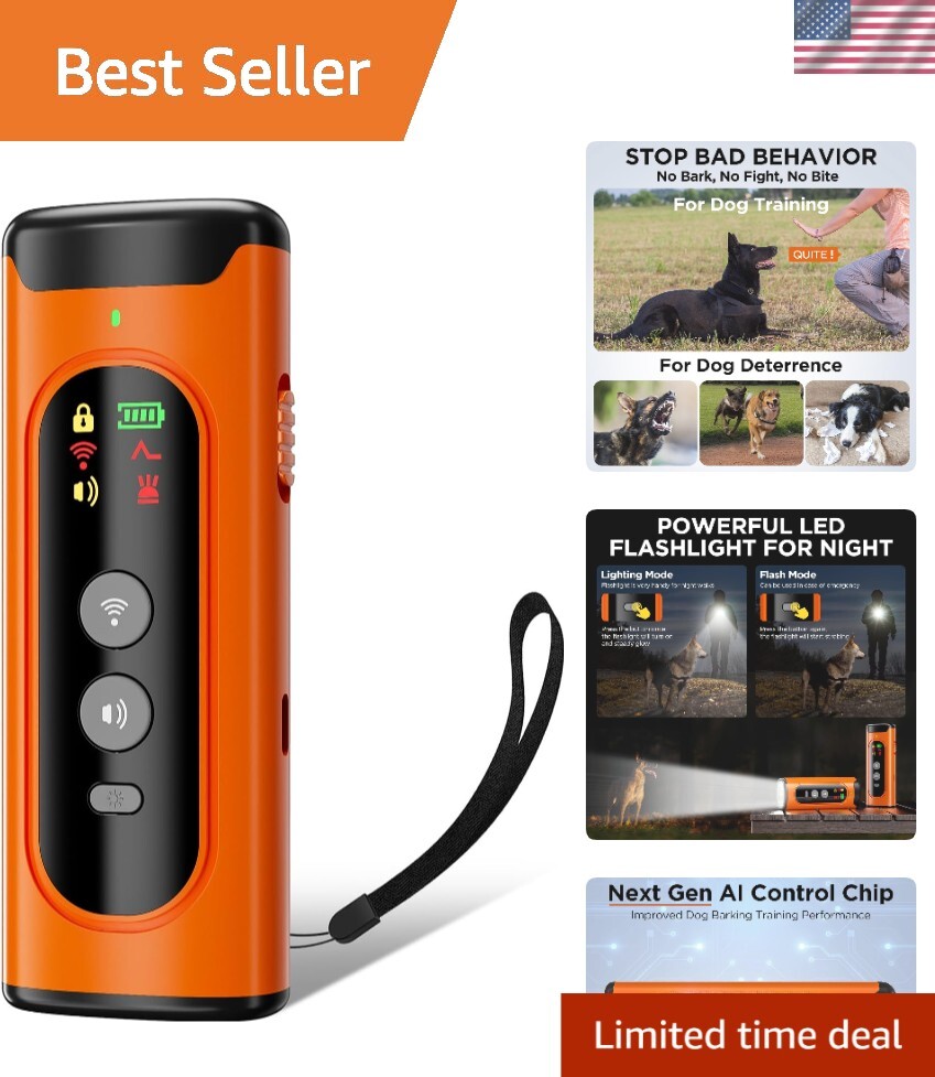 2024 Ultrasonic Dog Bark Deterrent - Effective Training Tool with LED Flashlight
