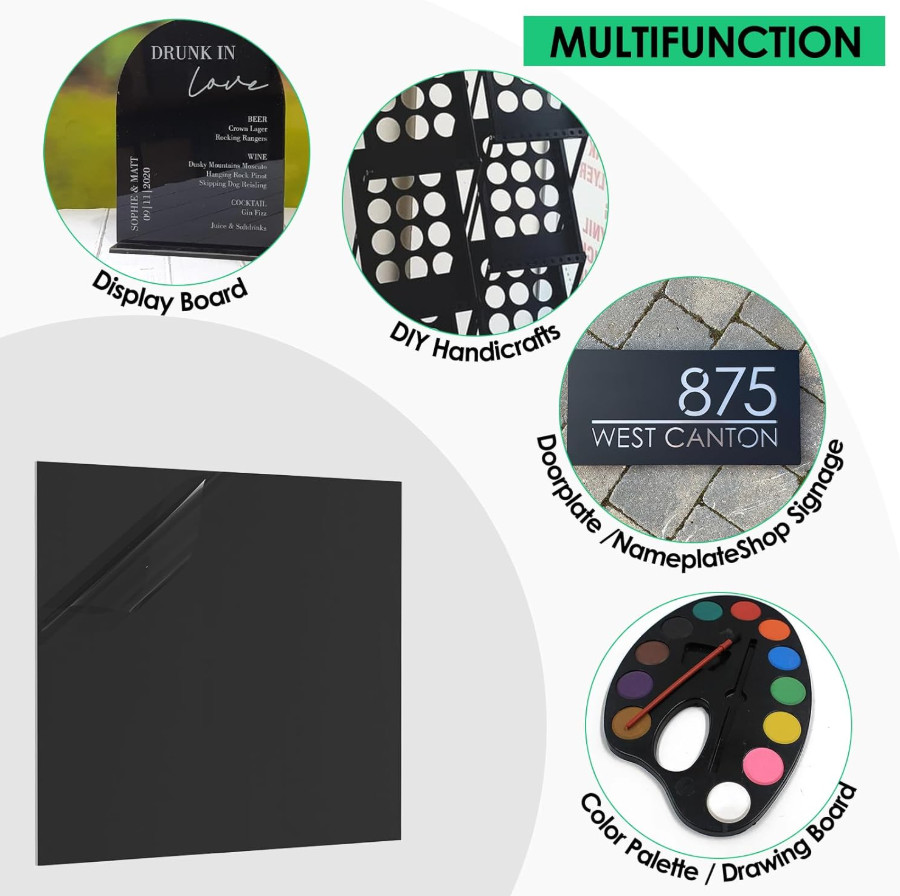 CREGEAR ABS Plastic Sheet 1/16 Inch Thick - 16" x 12", 2 Pack Black Plastic ....