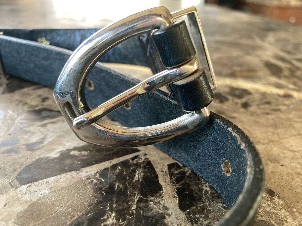 Leather 1" Snaffle Bit Belt with Nickel Snaffle Bits & Buckle 28”