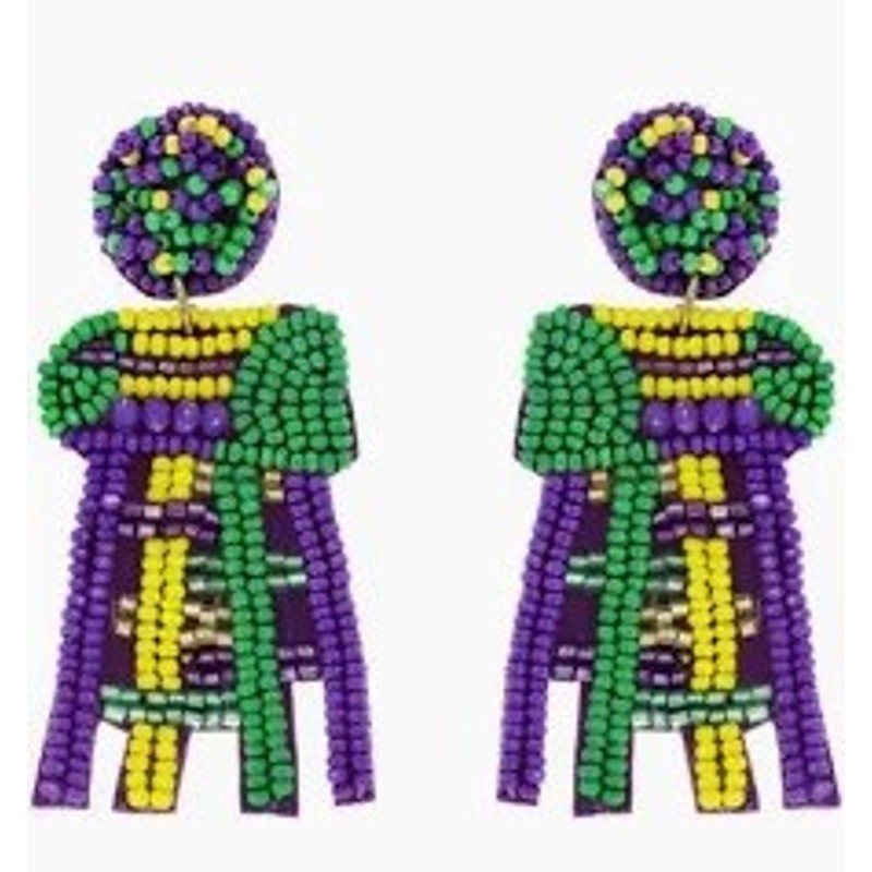 Mardi Gras Beaded Ladder Earrings