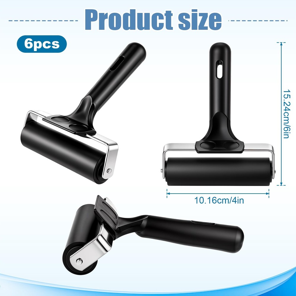 6 PCS 4 Inch Rubber Roller Brayer For Printmaking Inking Stamping Tool