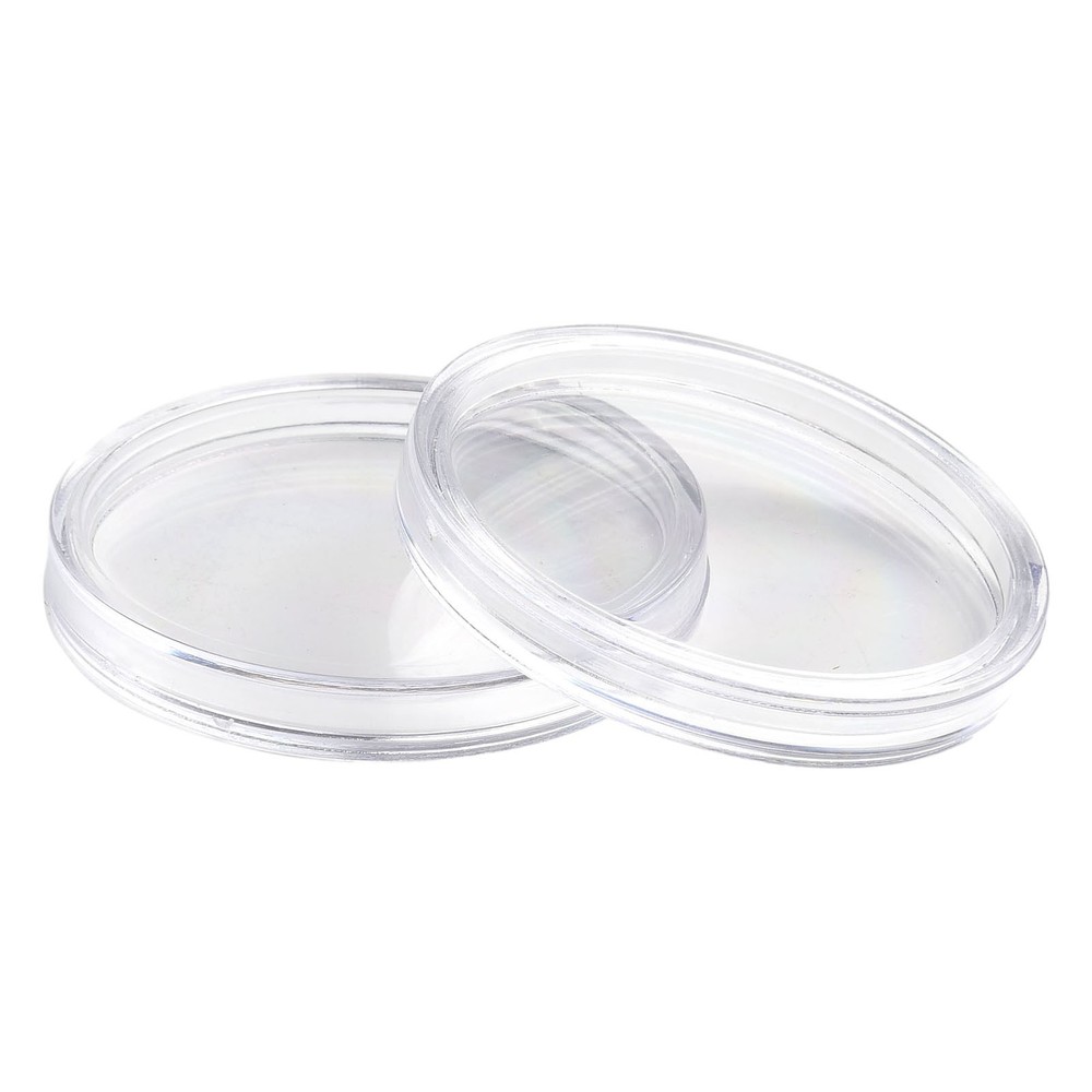 100PCS/Set 32mm Clear Round Case Coin Storage Capsules Holder Plastic Box