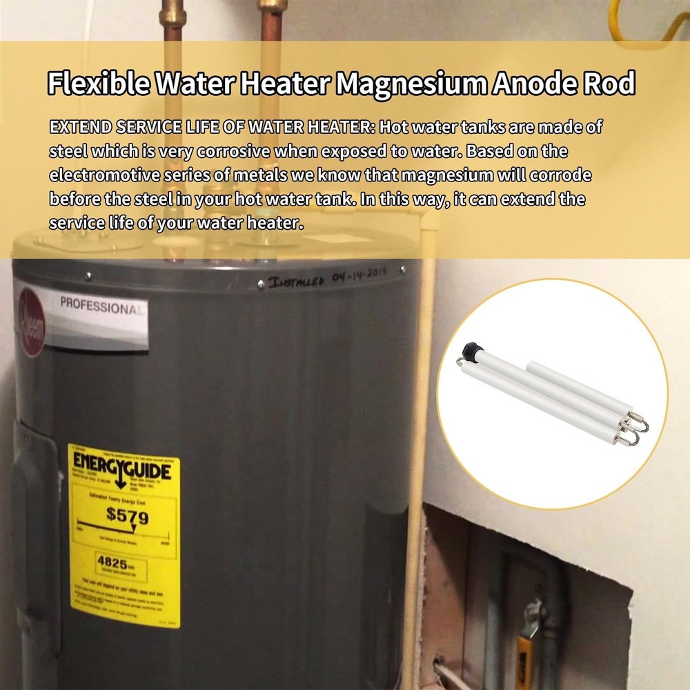 44" Flexible Magnesium Anode Rod, Hot Water Heater Rod Replace Silver