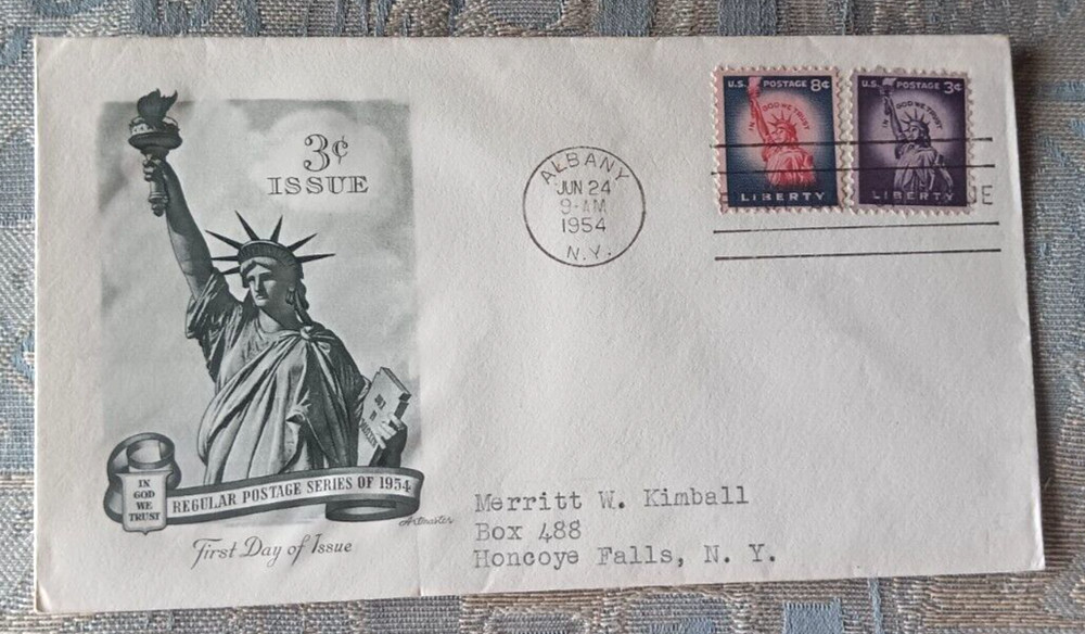 STATUE OF LIBERTY  1954 UNUSUAL COMBO   ARTMASTER CACHET  FDC