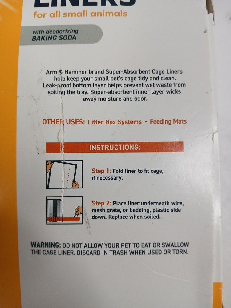 Arm & Hammer Super Absorbent Cage Liners For Small Animals 7 Pack