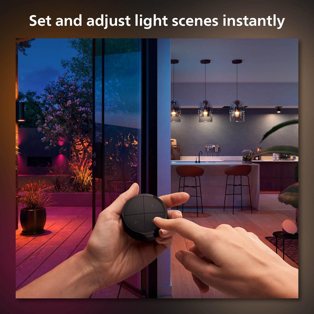 Wall Tap Dial Light Switch, Portable, Black - 1 Pack - Requires Hue Lights and H