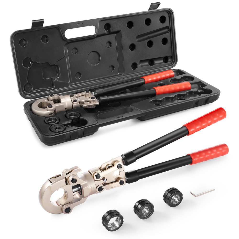 VEVOR Pipe Press Tool Copper Tube Crimping Tools with 3 Jaws (1/2" 3/4" 1" )