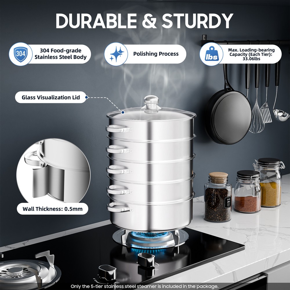 5-Layer Pot Steamer Multi-Layer Cookware Pot Cookware Stainless Steel Pot 28cm