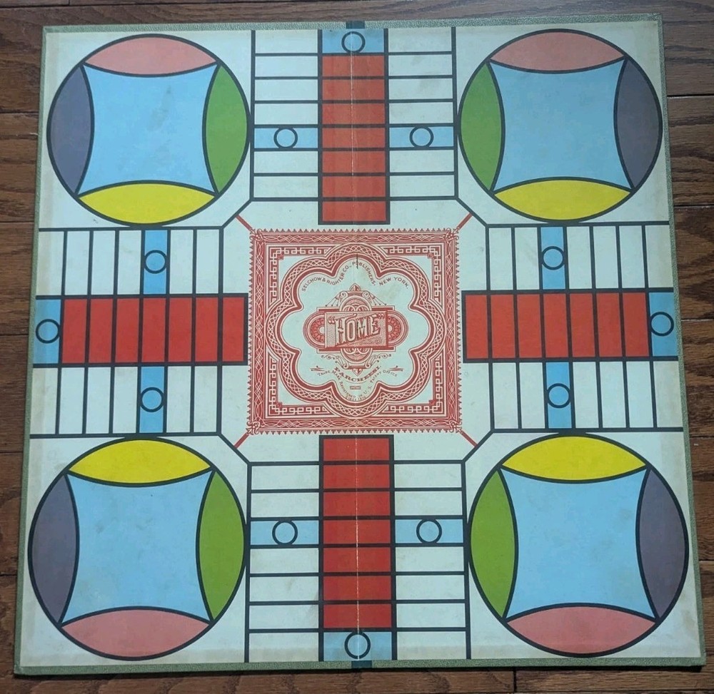 Vintage 1950's Selchow & Righter Parcheesi No. 5 Game, Missing All Dice
