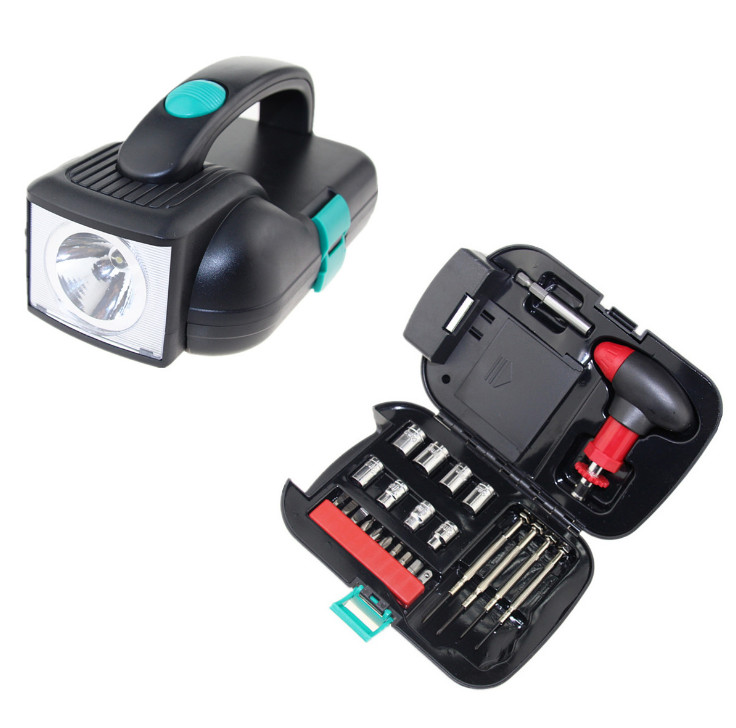 24pcs/set Outdoor Camping Flashlight Tool Set With Light Tool Box Hardware Tool