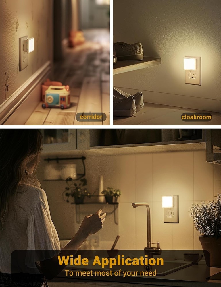 Night Lights Plug into Wall 2 Pack Plug in Night Light W/ Dusk-to-Dawn Light