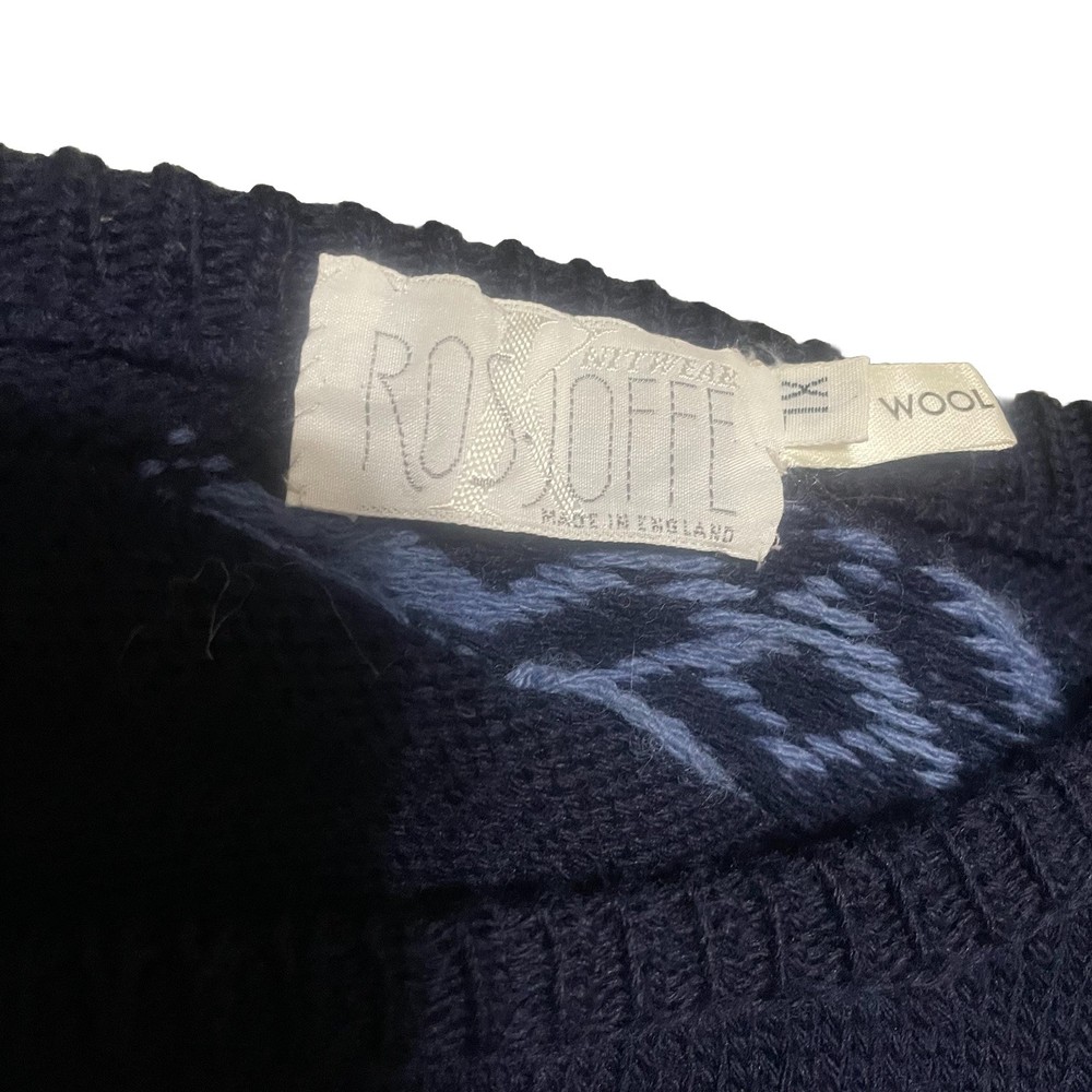 Ros Joffe Vintage Made In England Patchwork Wool Pullover Sweater Size XL