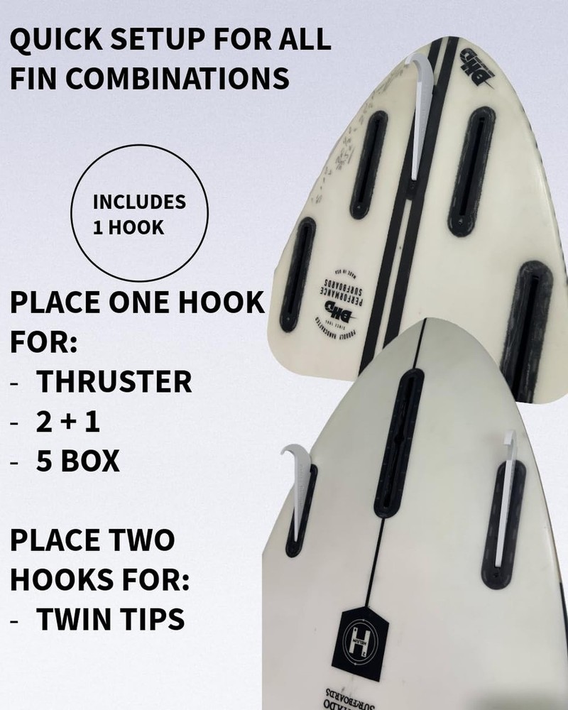 Vertical Surfboard Wall Mount- Hidden Floating Display for Shortboards, Mid L...